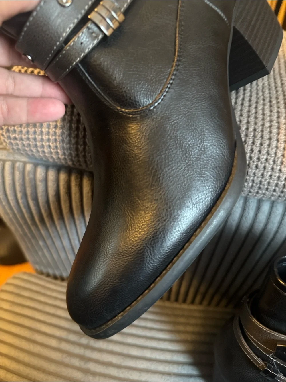 Women’s Black Ankle Boots with Decorative Straps